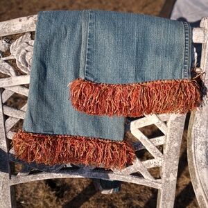🍄Low Rise Levis Boho Fringe! Bootcut Blue Jeans Women’s Misses Size 14 S